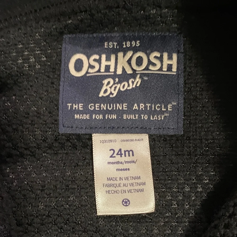 OshKosh B'gosh baby boys size 24mo Black Fleece jacket coat w/ hood  NWT